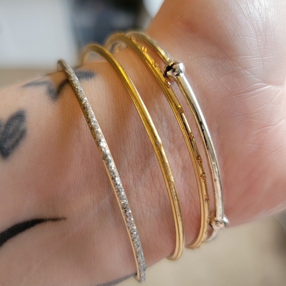 Bangle Bracelet Set Gold‎ Silver Stacking Fashion Jewelry Accessories - Picture 1 of 3
